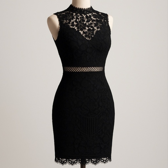 Main Strip Lace High Neck Dress l SIZE S - Picture 1 of 7